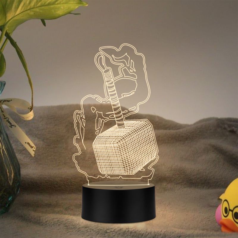 The 3D Hammer of Thor Night Lamp with warm white light